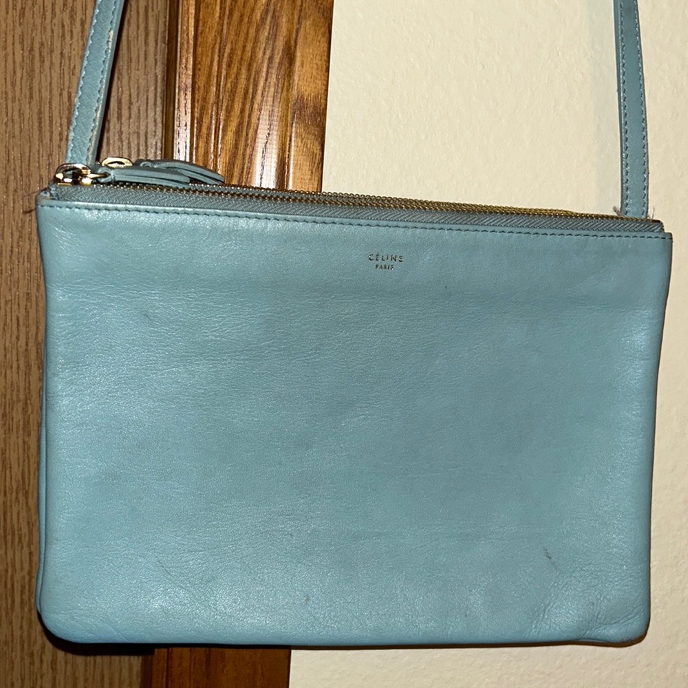 Celine large trio aqua leather Crossbody - Picture 2 of 11